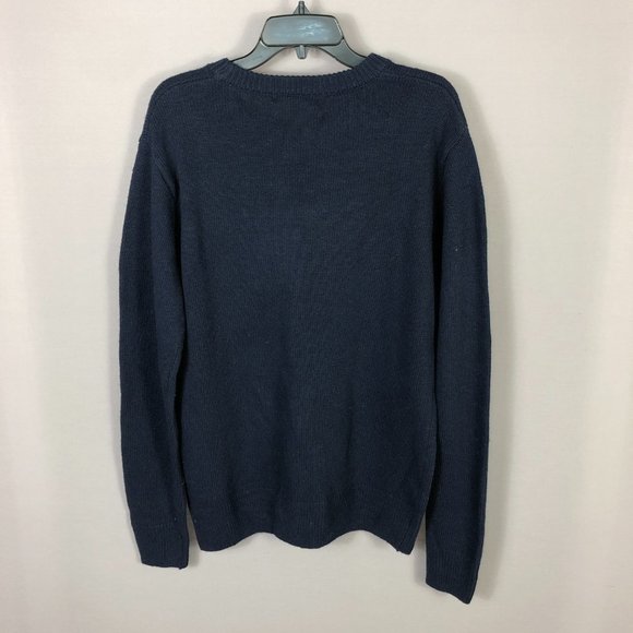 Slate and Stone Navy Gray Stripe Crew Neck Sweater Size Large - Picture 5 of 7